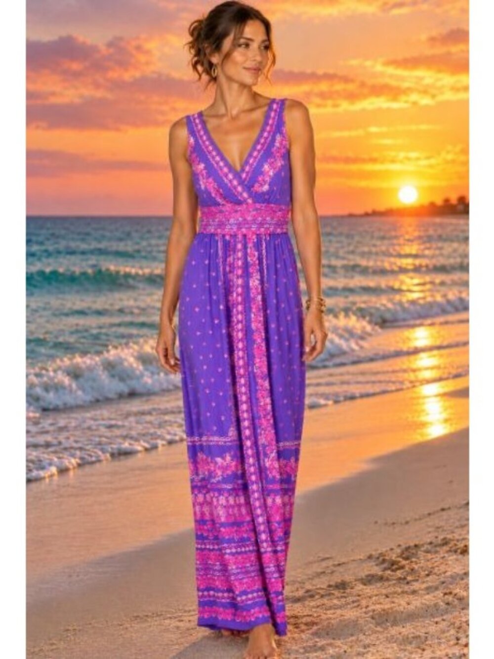Lilly Pulitzer Margarita Maxi Dress XL Coral Craze Mystic Purple Resort Tropical
